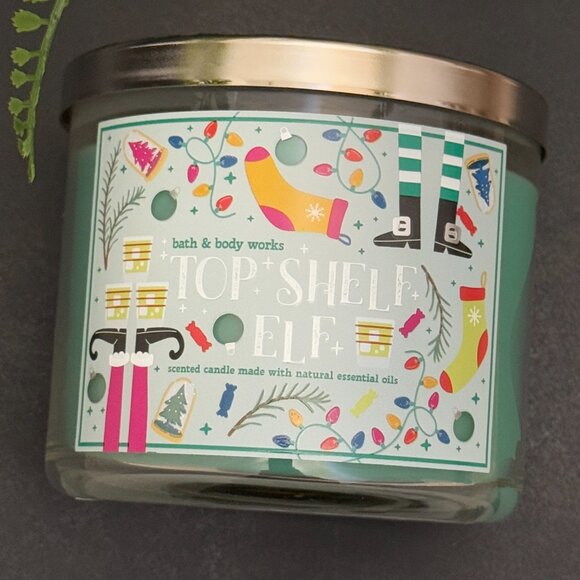 BBW Top Shelf Elf Bath & Body Works 3 Wick Candle - Picture 5 of 10